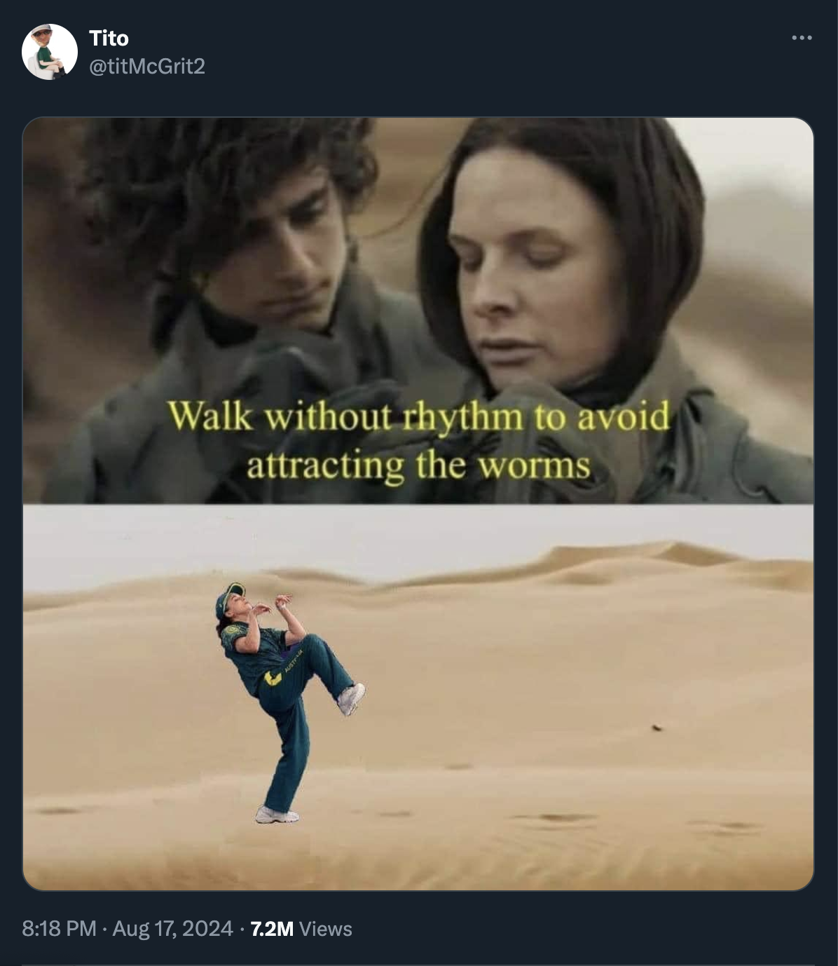 dune sandworm meme - Tito Walk without rhythm to avoid attracting the worms 7.2M Views